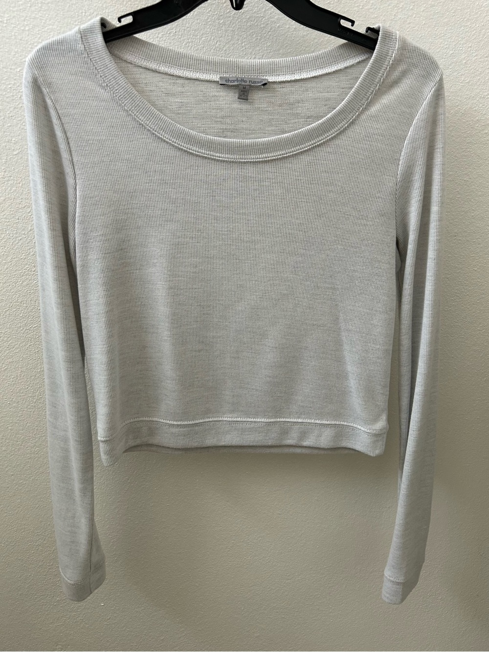 Charlotte Russe Light Gray Long Sleeve Scoop Neck Top